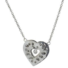 Collar Corazón Diamante Oro Blanco 18 Kilates