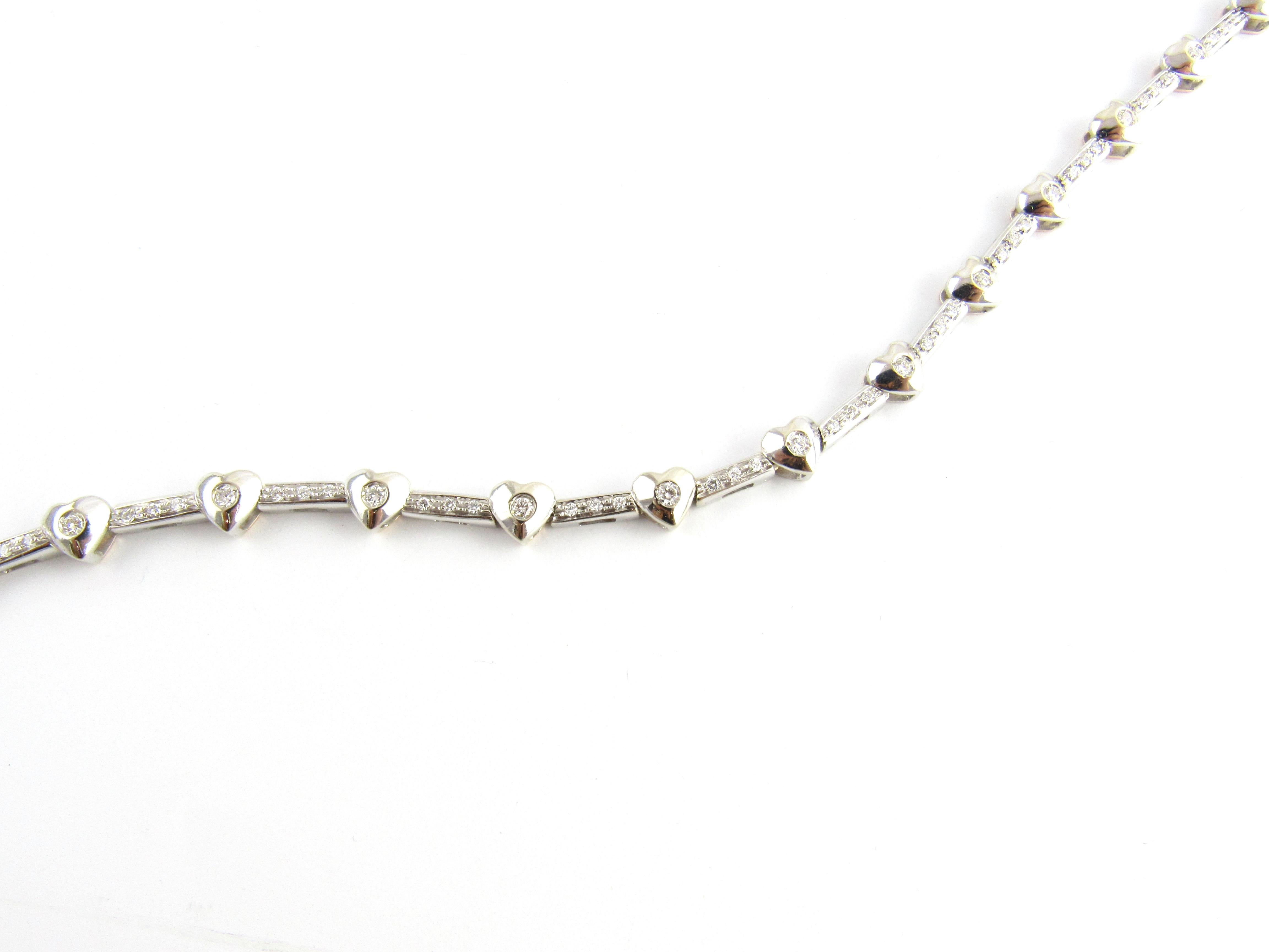18 Karat White Gold Diamond Heart Tennis Bracelet 4