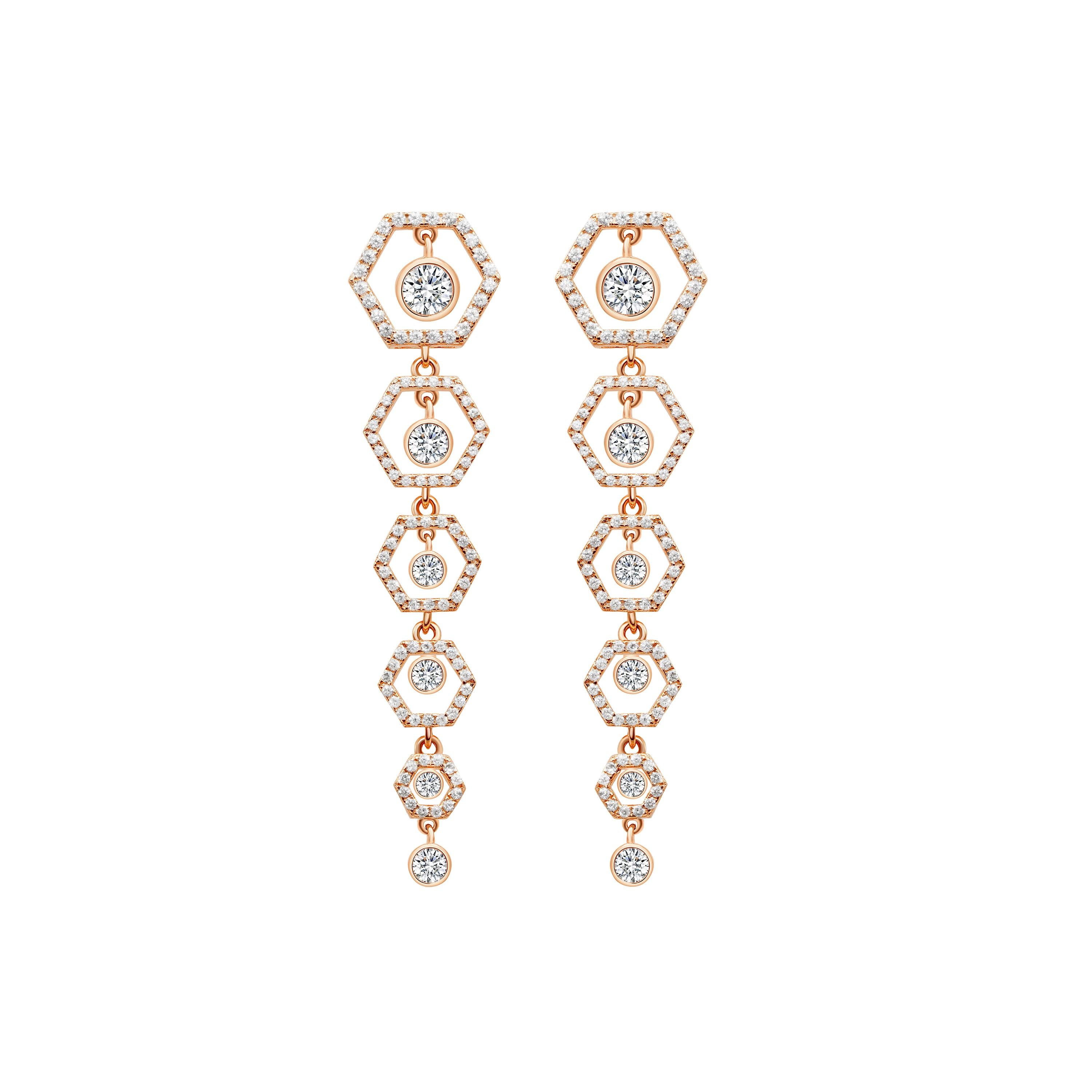 18 Karat White Gold Diamond Honey Drop Earrings For Sale 2