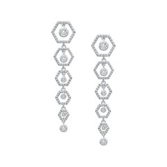 Boucles d'oreilles en goutte en or blanc 18 carats avec diamants et miel