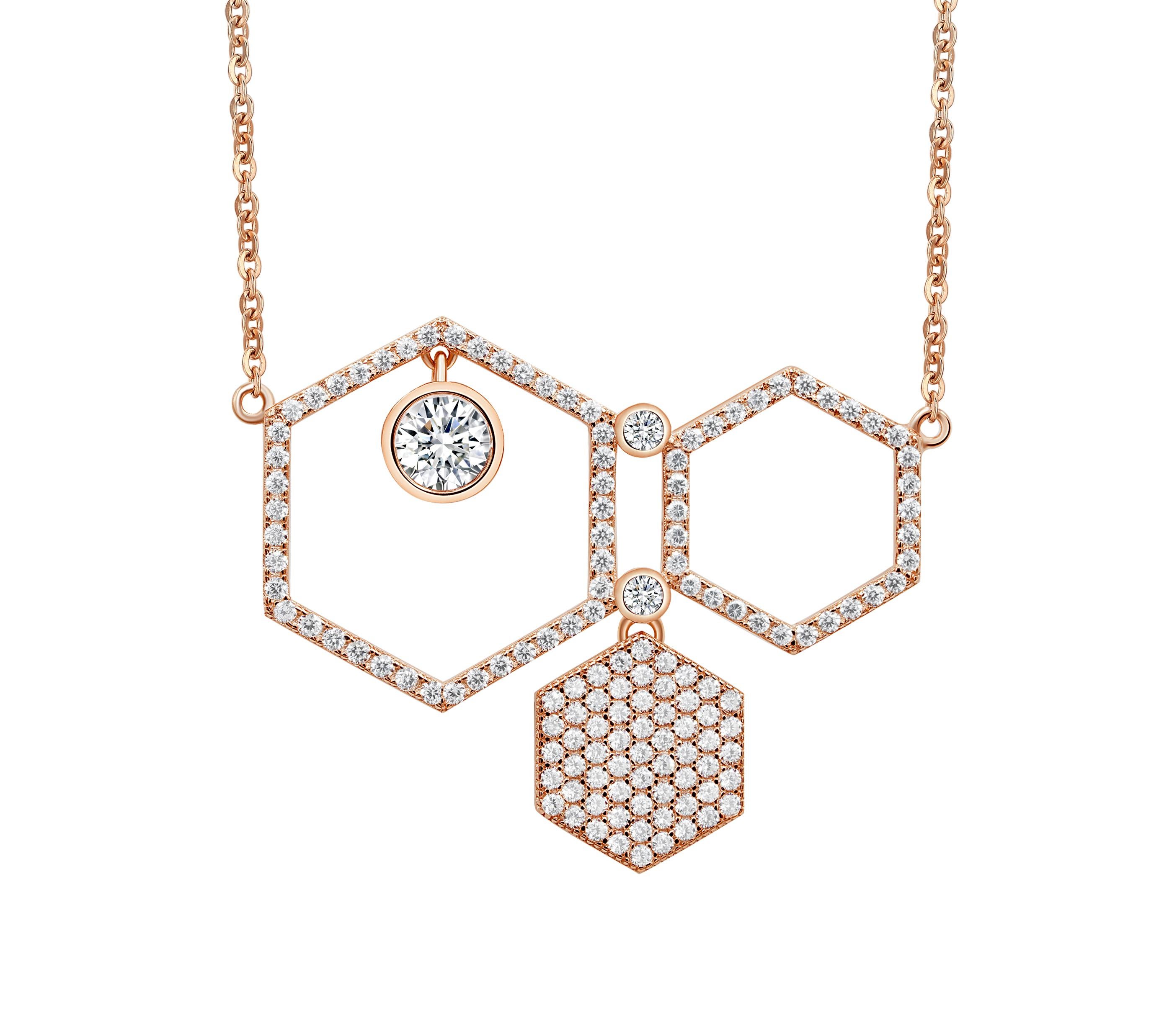 18 Karat Weißgold Diamant Honig-Tropfen-Halskette mit Pavé-Anhänger im Angebot 3