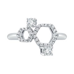 Bague miel en or blanc 18 carats et diamants