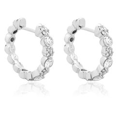 18 Karat White Gold Diamond Hoop Earrings
