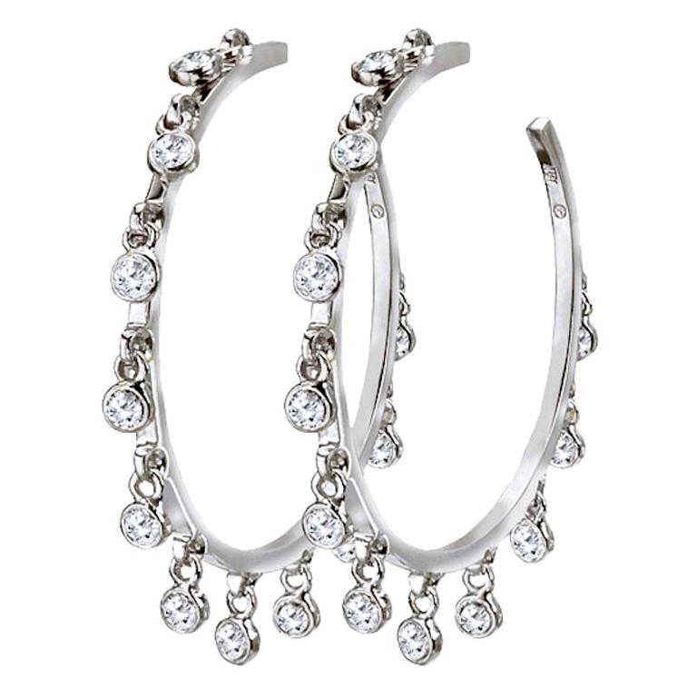 18 Karat and Diamond Large Hoop Earrings at 1stDibs