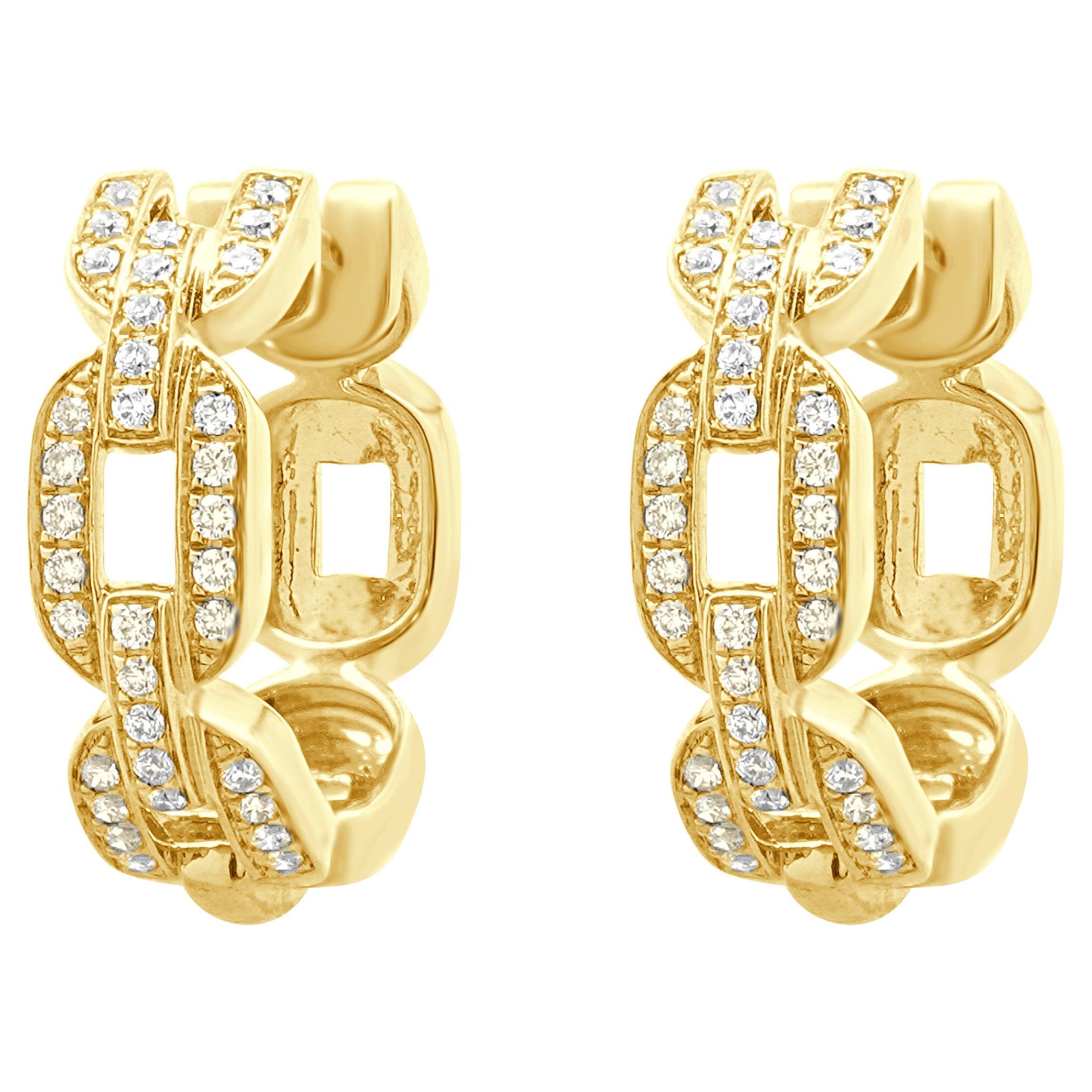 Pendientes de aro de diamantes de oro blanco de 18 quilates
