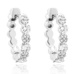 18 Karat White Gold Diamond Hoop Earrings