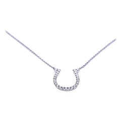 18 Karat White Gold Diamond Horseshoe Necklace
