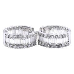 18 Karat White Gold Diamond Huggie Earrings