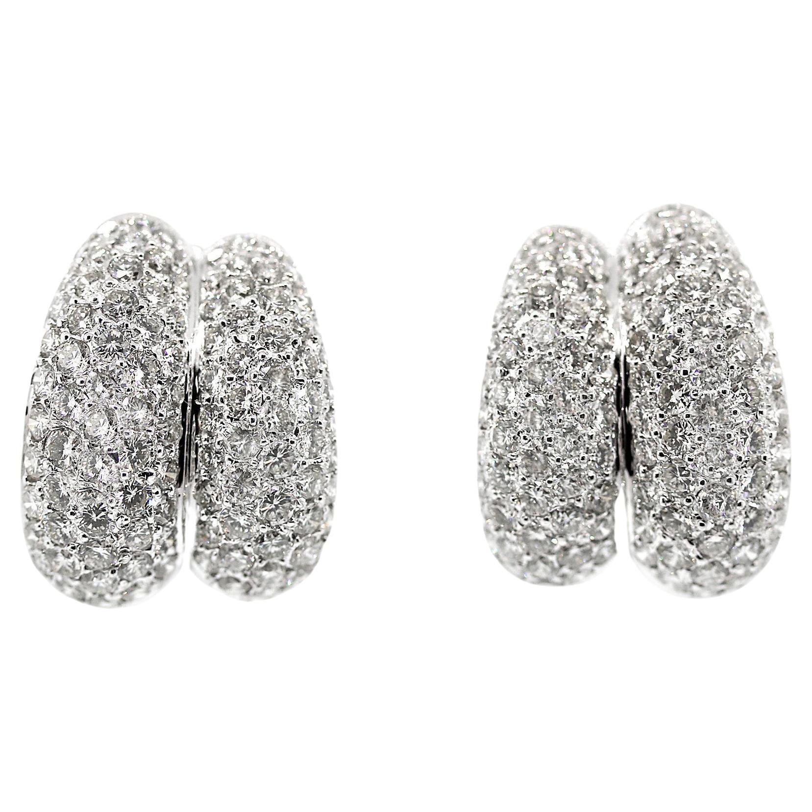 18 karat White Gold Diamond Huggie Earrings