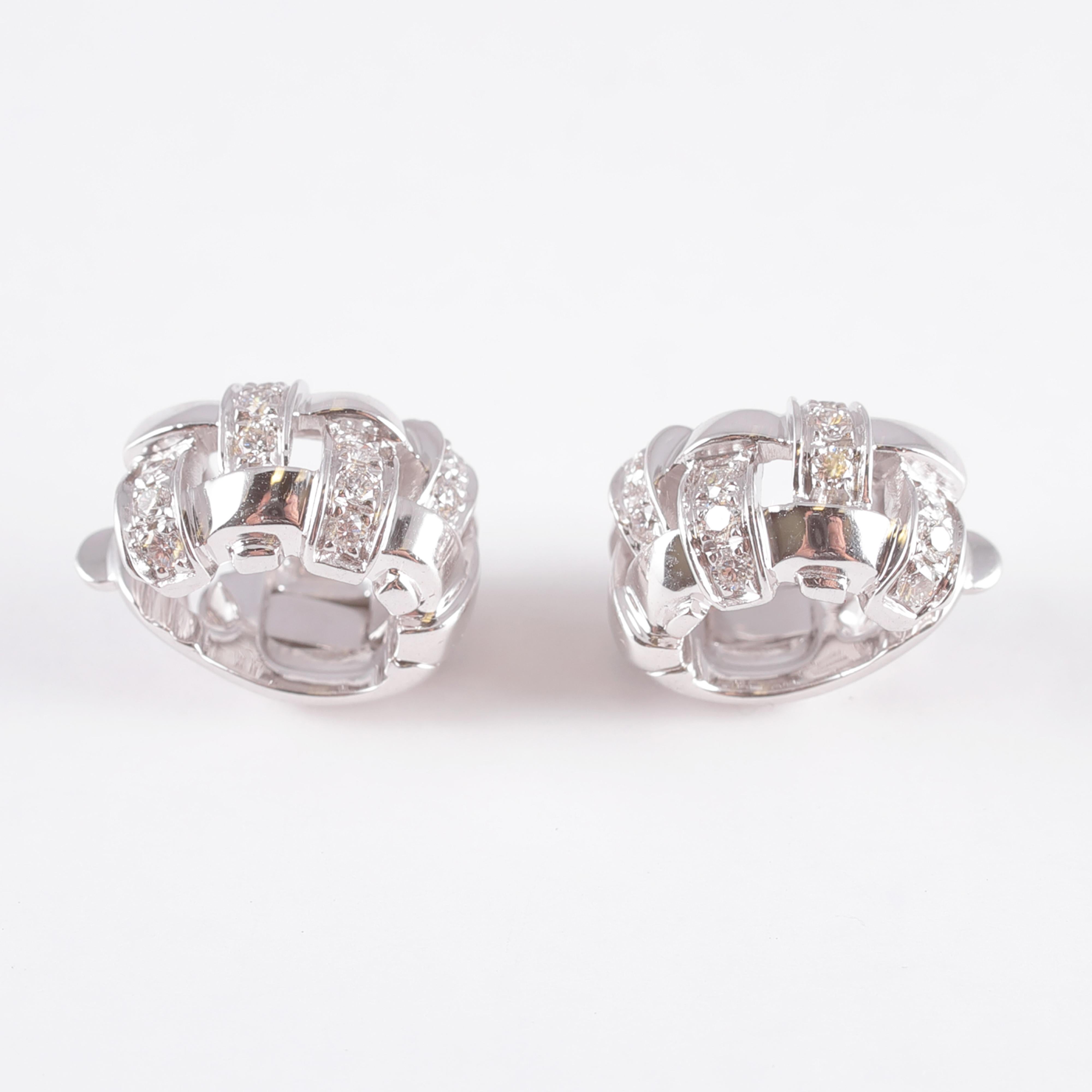 Round Cut 18 Karat White Gold Diamond Huggie Earrings Tiffany & Co.