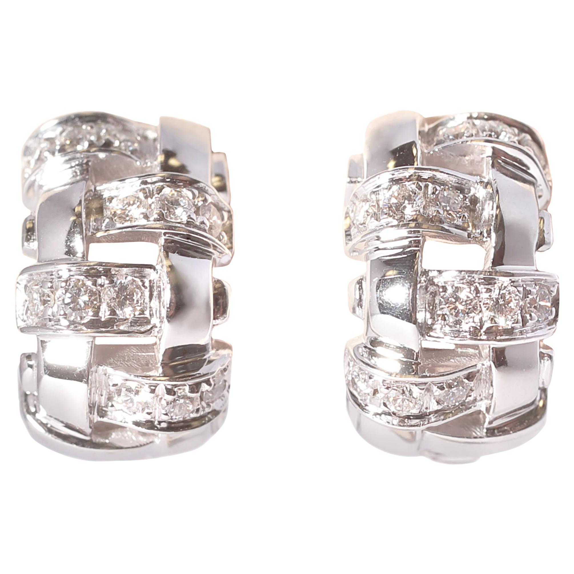 18 Karat White Gold Diamond Huggie Earrings Tiffany & Co.