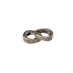 18 Karat White Gold Diamond Huggie Hoop Earrings #15524