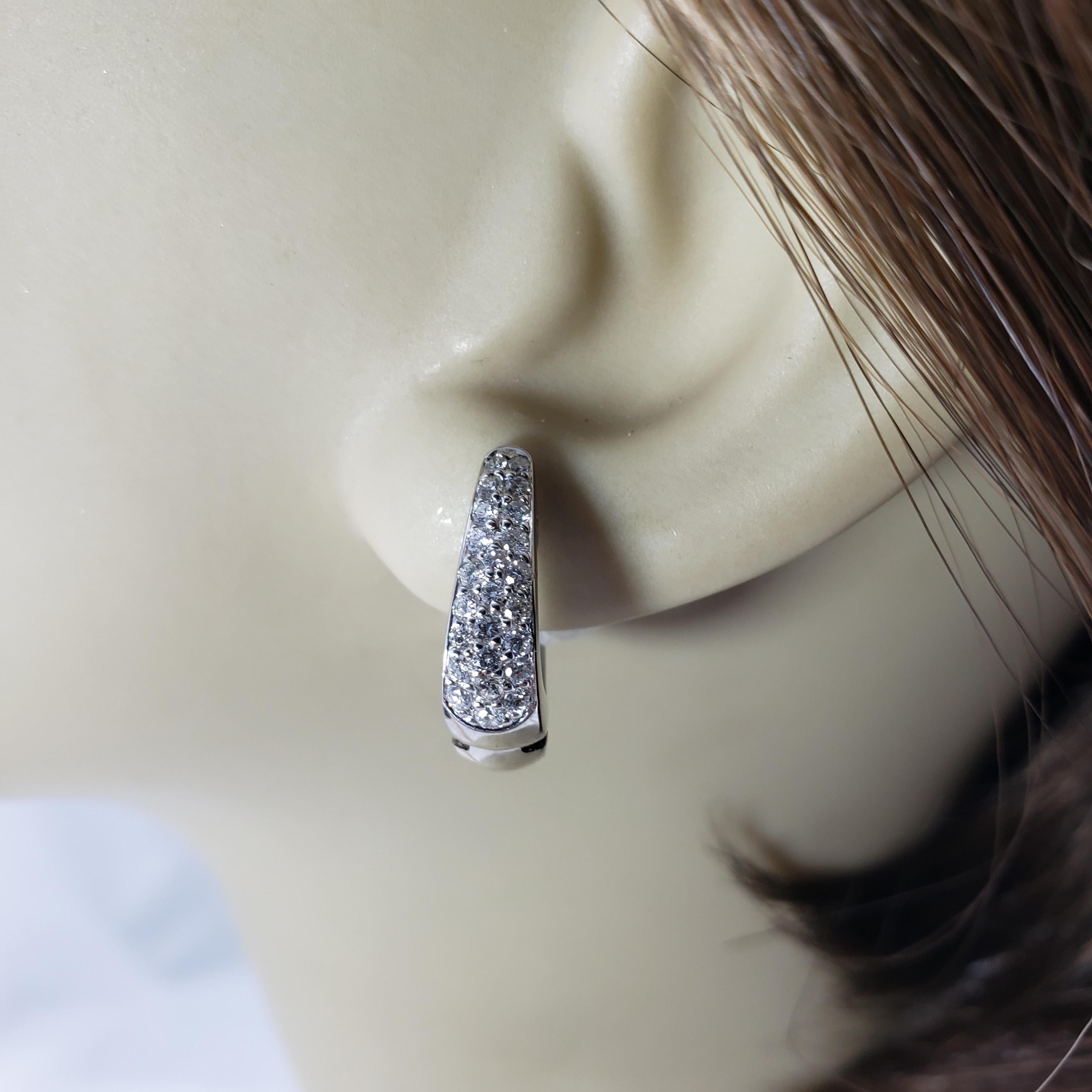 18 Karat White Gold Diamond Huggie Hoop Earrings #15524 For Sale 3