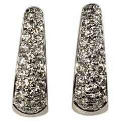 18 Karat White Gold Diamond Huggie Hoop Earrings #15524