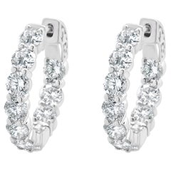 18 Karat White Gold Diamond Huggie Hoop Earrings 18 Karat White Gold Diamond Huggie Hoop Earrings