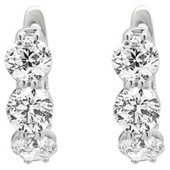 18 Karat White Gold Diamond Huggie Hoop Earrings 18 Karat White Gold Diamond Huggie Hoop Earrings