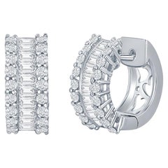 18 Karat White Gold Diamond Huggies