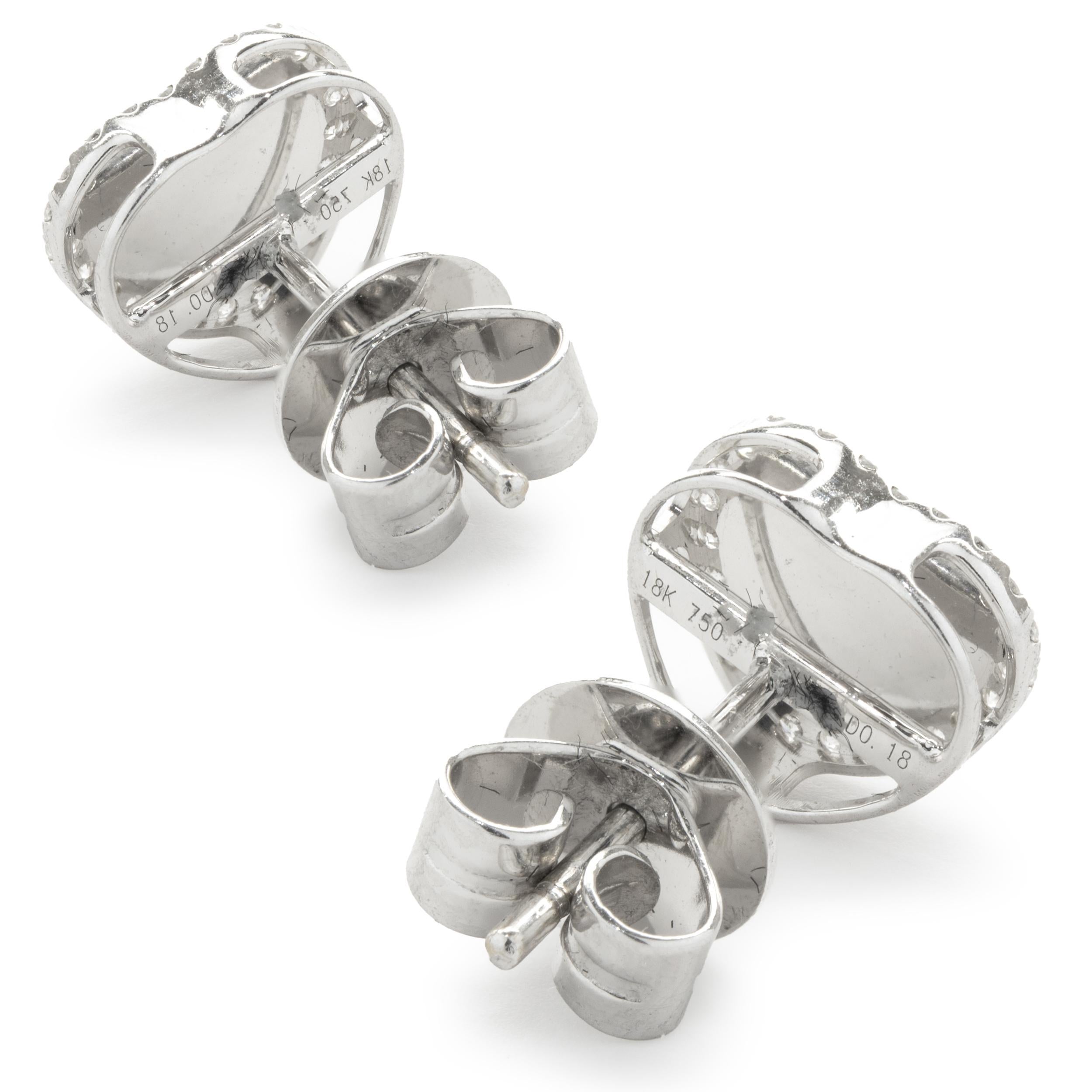 18 Karat White Gold Diamond Illusion Heart Shaped Stud Earrings In Excellent Condition In Scottsdale, AZ