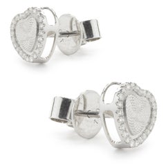 18 Karat White Gold Diamond Illusion Heart Stud Earrings