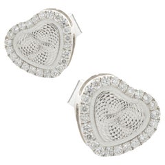 18 Karat White Gold Diamond Illusion Heart Stud Earrings 18 Karat White Gold Diamond Illusion Heart Stud Earrings