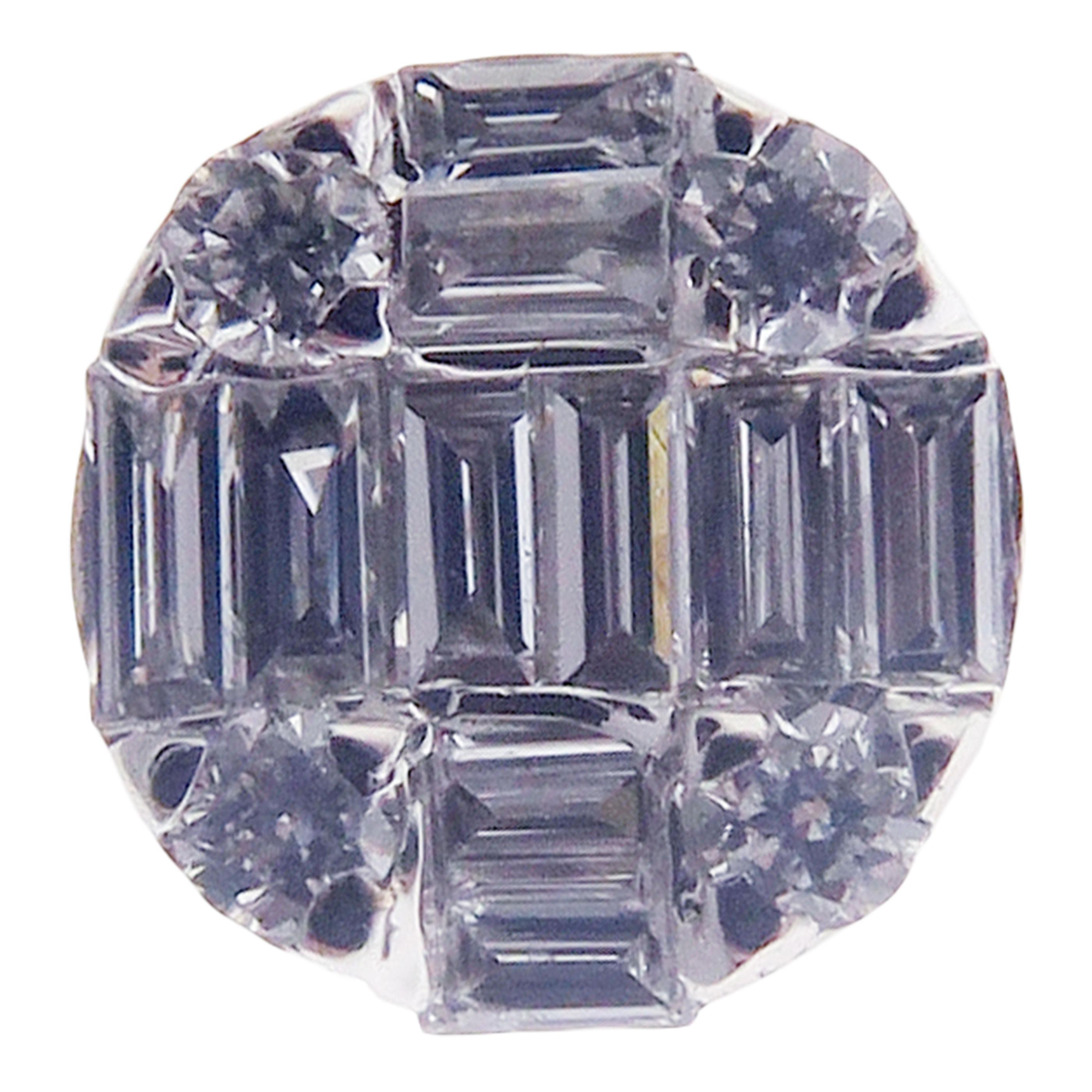 18 Karat Weißgold Diamant-Ohrstecker in runder Form mit Illusion (Rundschliff) im Angebot