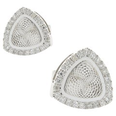 18 Karat White Gold Diamond Illusion Trillion Cut Earrings