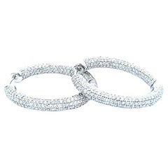 18 Karat White Gold Diamond In and Out Hoop Earrings