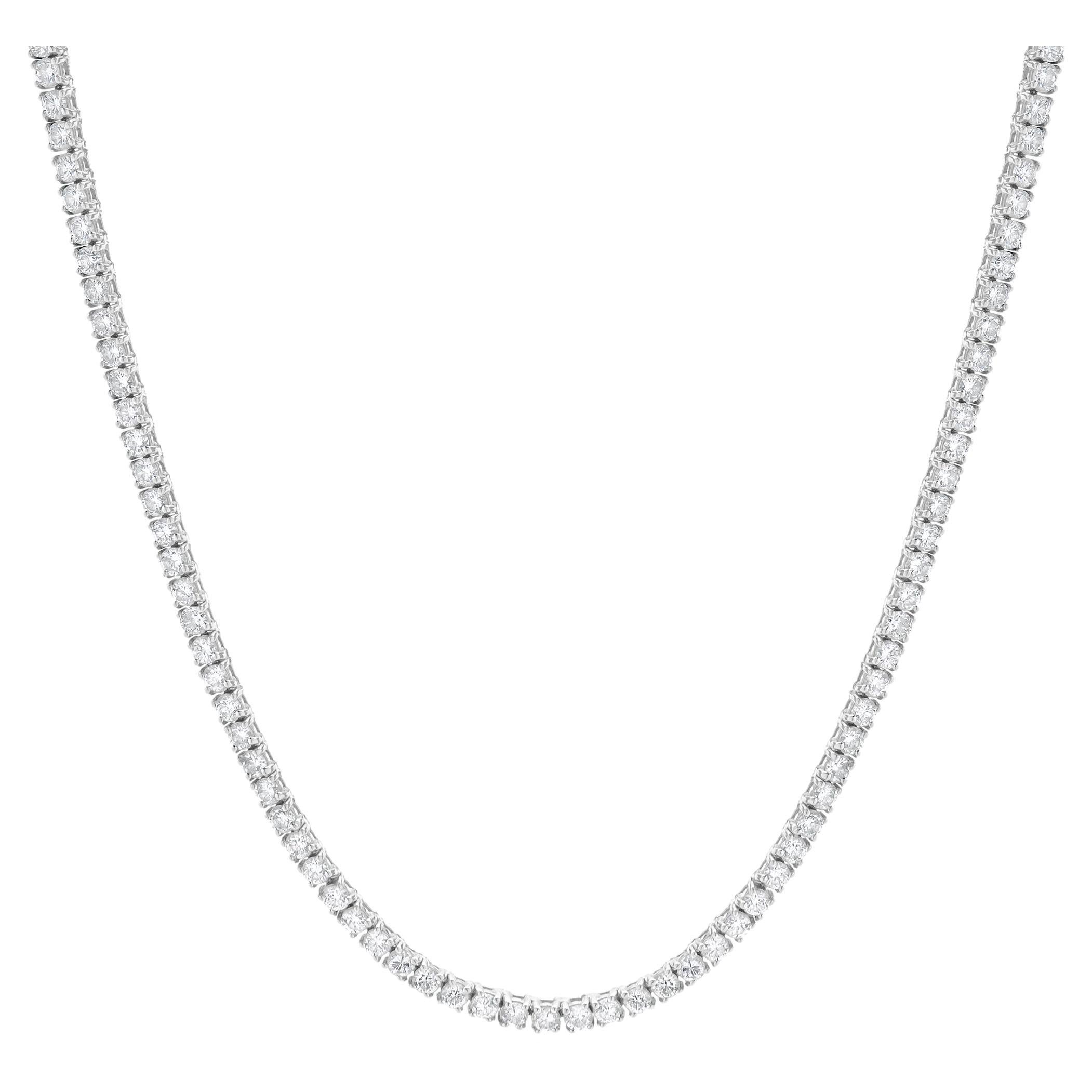 18 Karat White Gold Diamond Inline Tennis Necklace