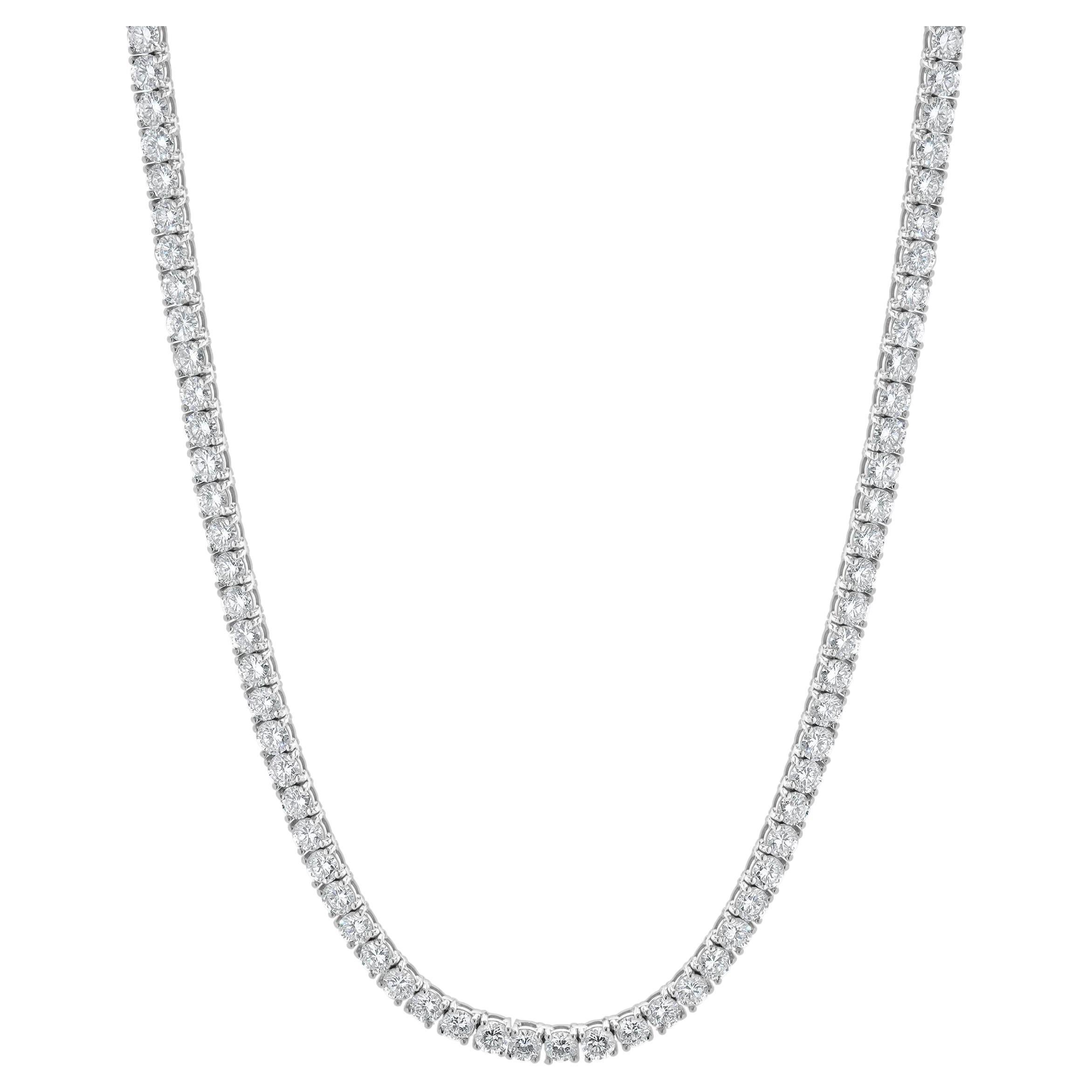 18 Karat White Gold Diamond Inline Tennis Necklace