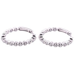 18 Karat White Gold Diamond Inside-Out Hoop Earrings