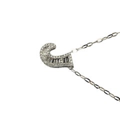 18 Karat White Gold Diamond "J" Pendant Necklace #22819