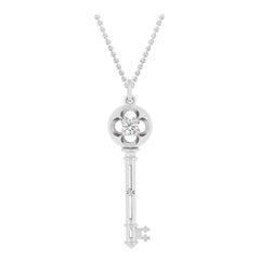 18 Karat White Gold Diamond Key Pendant on an 18 Karat White Gold Chain