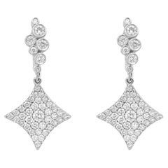 18 Karat White Gold Diamond Kite Drop Earrings