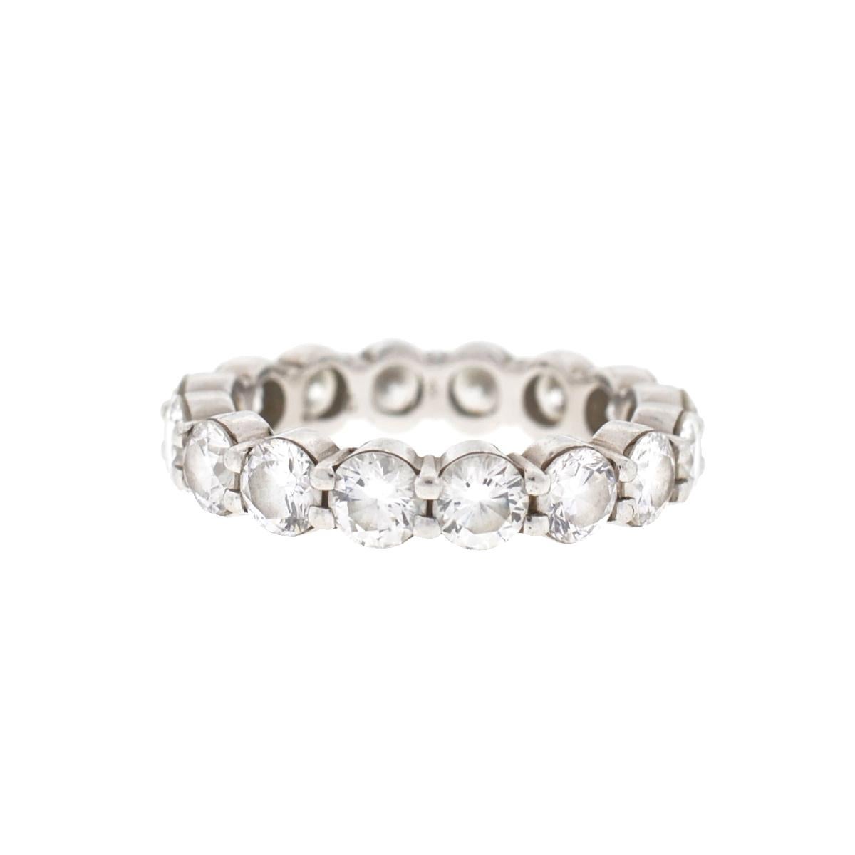 Company-N/A
Style-Eternity Band Ring
Metal-18k White Gold
Size-6.50
Weight-5.89 Grams
Stones-Diamonds  - 15 round diamonds total of 3.75 Cts