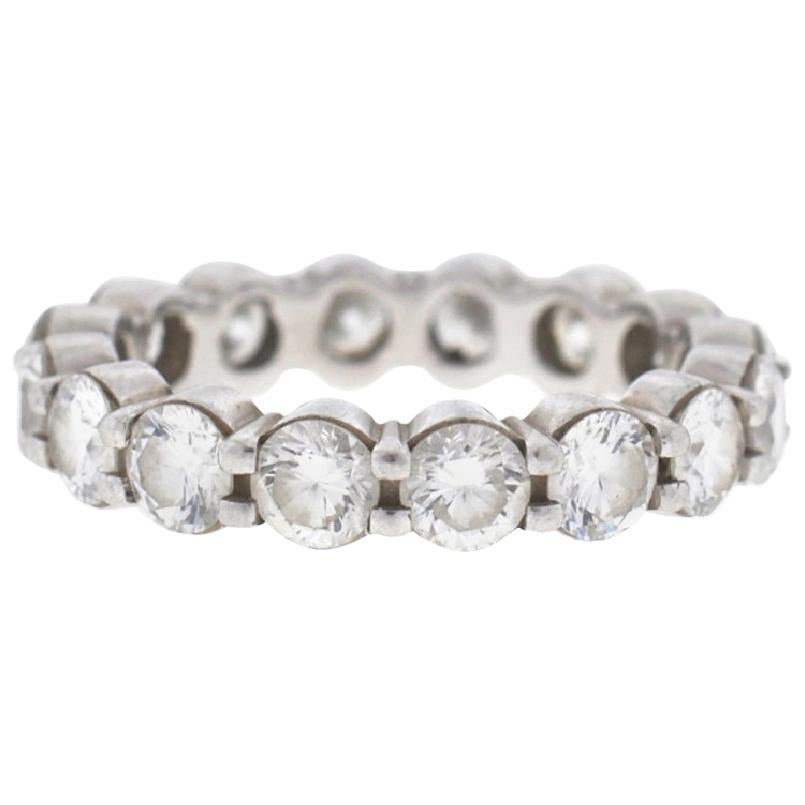 18 Karat White Gold Diamond Ladies Eternity Band Ring 3.75 Carat