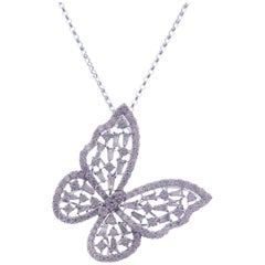 Grand collier papillon en or blanc 18 carats et diamants