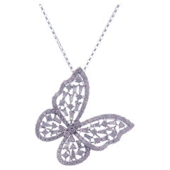 18 Karat White Gold Diamond Large Butterfly Necklace