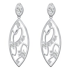18 Karat White Gold Diamond Lattice Earrings