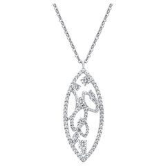 Collier pendentif treillis en or blanc 18 carats avec diamants