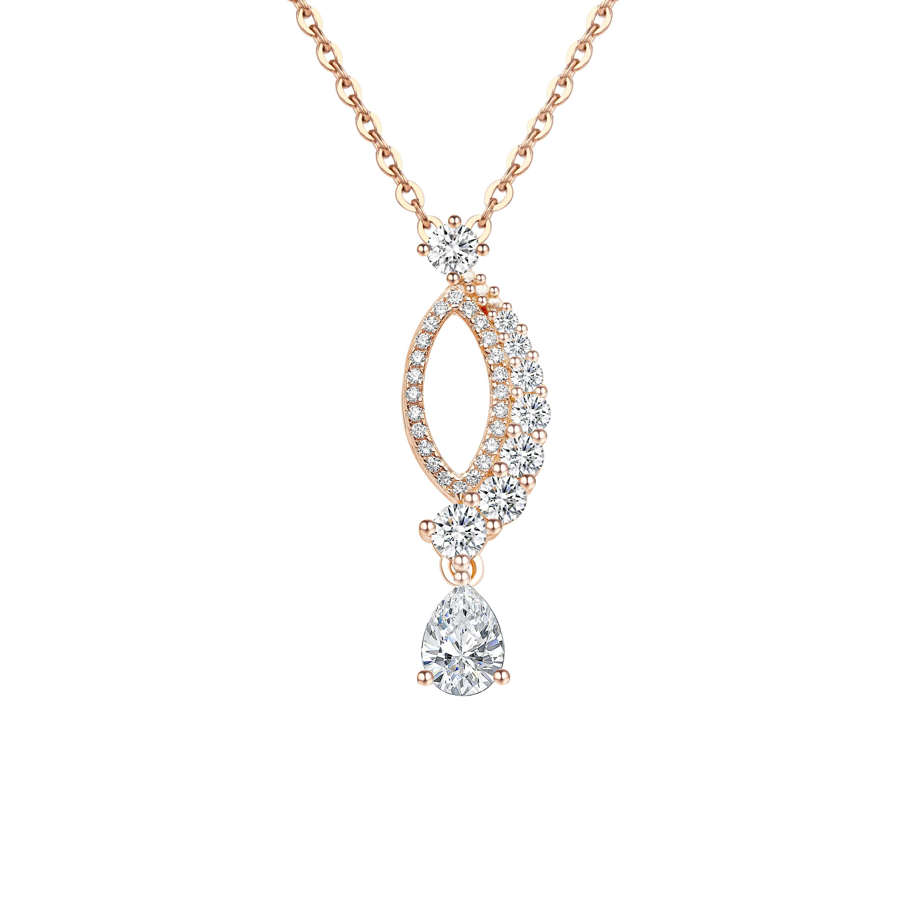 18 Karat Weißgold Diamant-Blatt-Anhänger Halskette im Angebot 3