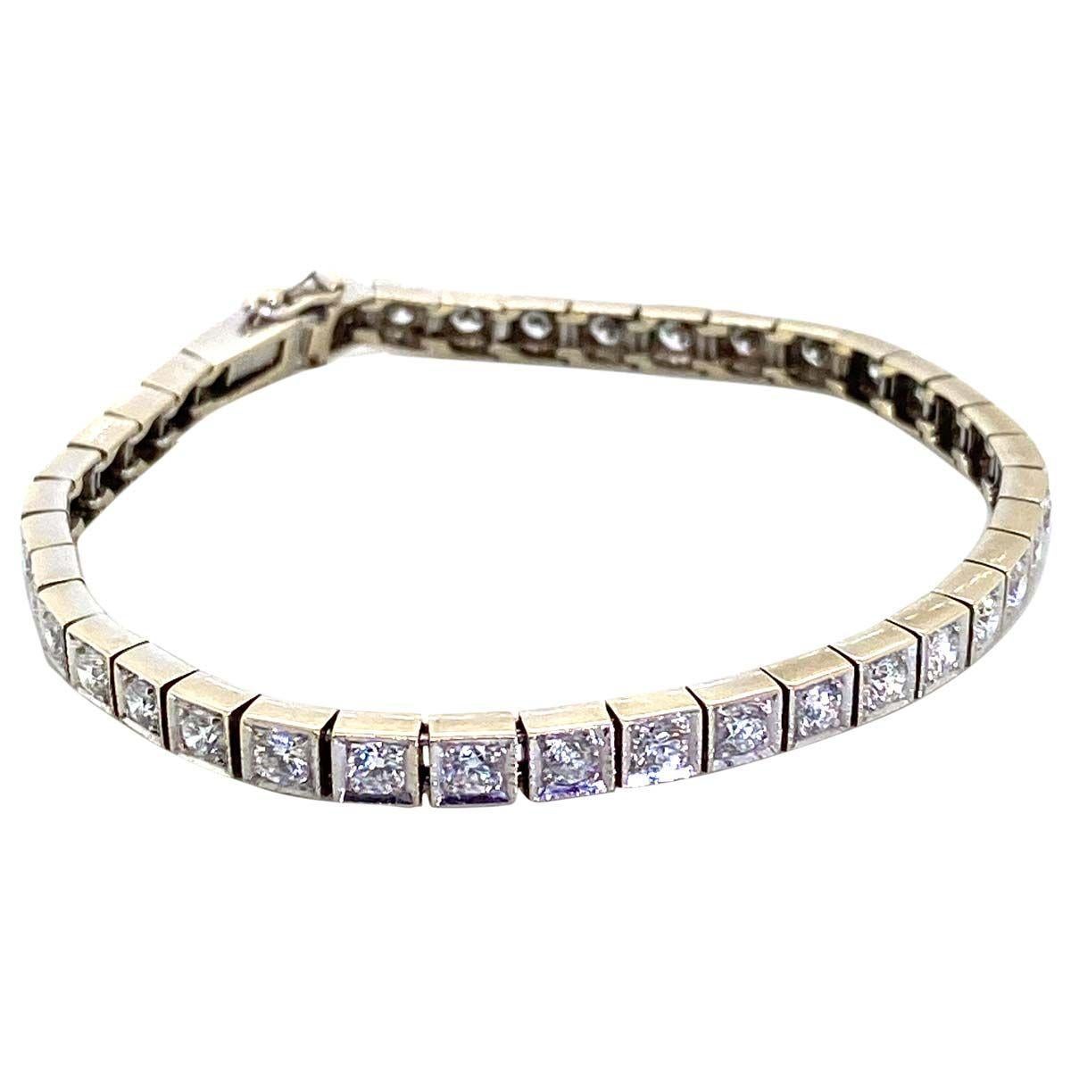 18 Karat White Gold Diamond Line Bracelet 5