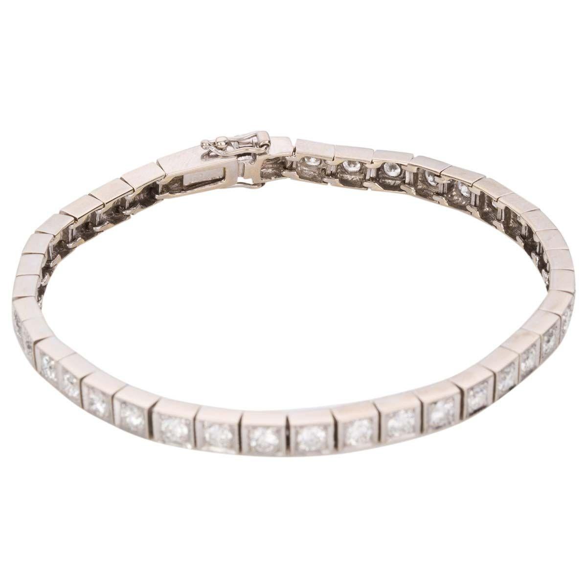 Women's 18 Karat White Gold Diamond Line Bracelet