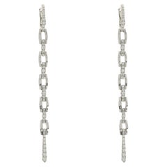 Pendientes de gota con eslabón de diamantes de oro blanco de 18 quilates