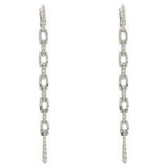 18 Karat White Gold Diamond Link Drop Earrings