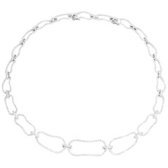 18 Karat White Gold Diamond Link Necklace