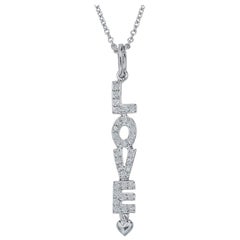18 Karat White Gold Diamond LOVE Pendant Necklace