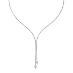 18 Karat White Gold Diamond Marquise Drop Collar Necklace