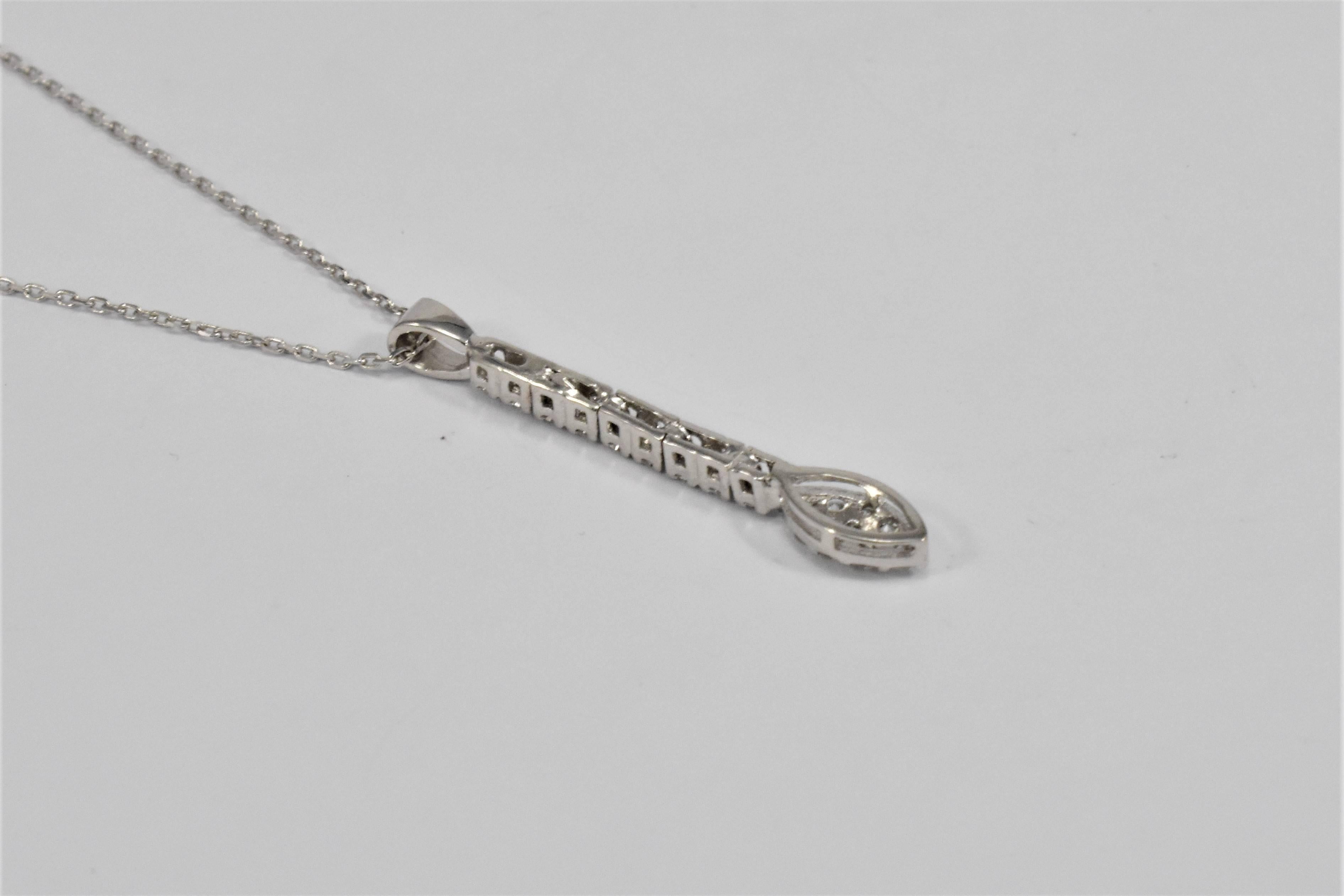 18 Karat White Gold Diamond Marquise Drop Pendant  In New Condition For Sale In London, EMEA - British Isles