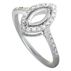 18 Karat White Gold Diamond Marquise Mounting Ring
