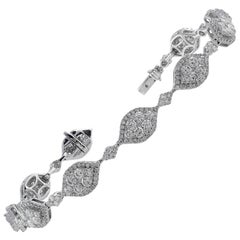 18 Karat White Gold Diamond Marquise-Shaped Bracelet